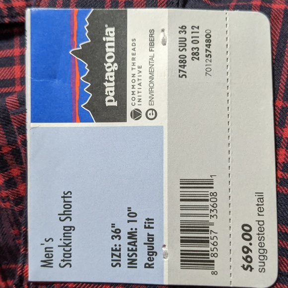 Red and Black plaid Patagonia Stacking Shorts - Picture 8 of 8